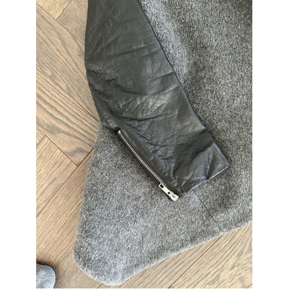 Theory Wool Blend Jacket Size M Gray with Leather Sleeves - Picture 5 of 10
